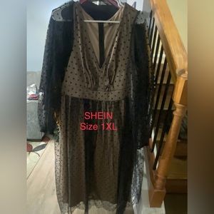 Black and beige polka dot dress size 1XL